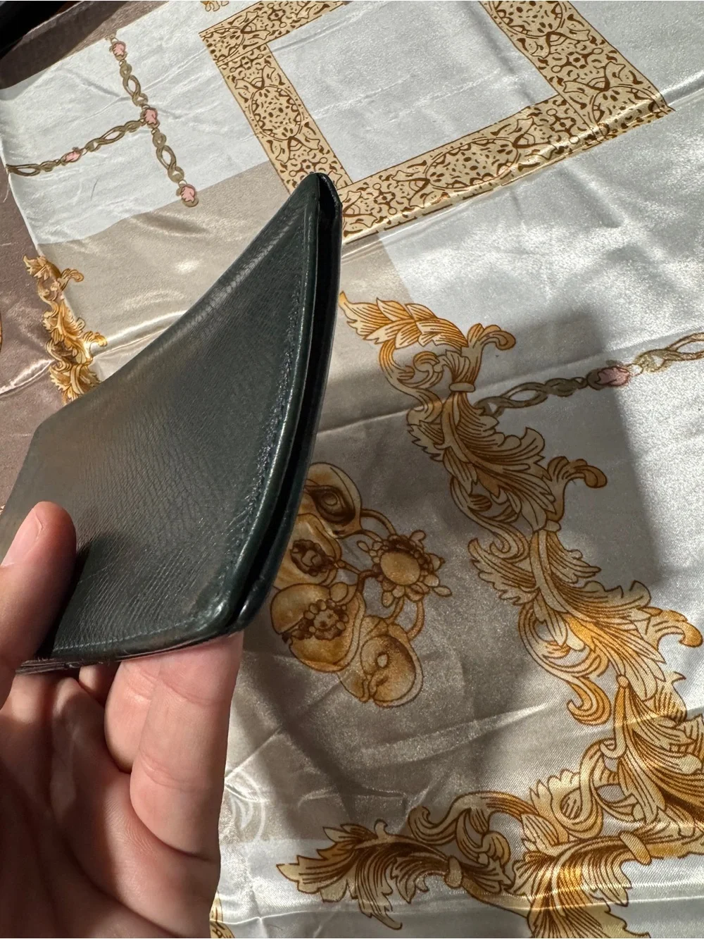 Louis Vuitton Green Taiga Leather Long Wallet with Embossed LV